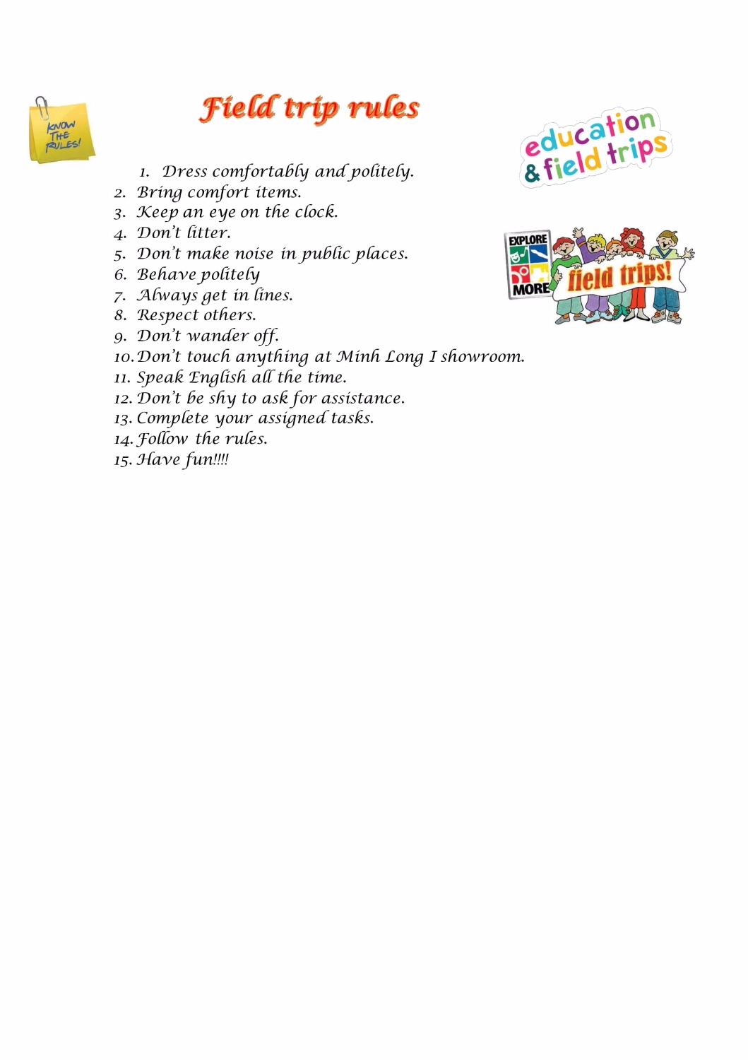 Field trip rules 1