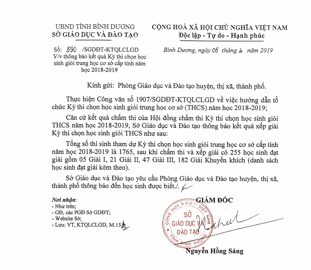 cv 590 thong bao kq hsg thcs 2018 2019 1
