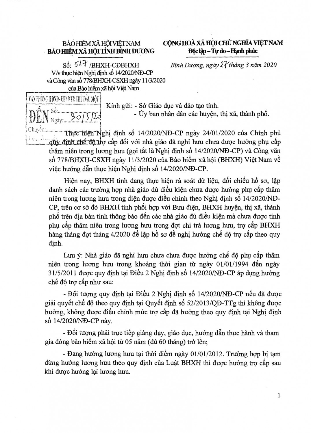 Van ban cua BHXH Tinh che do cua nguoi nghi huu 1