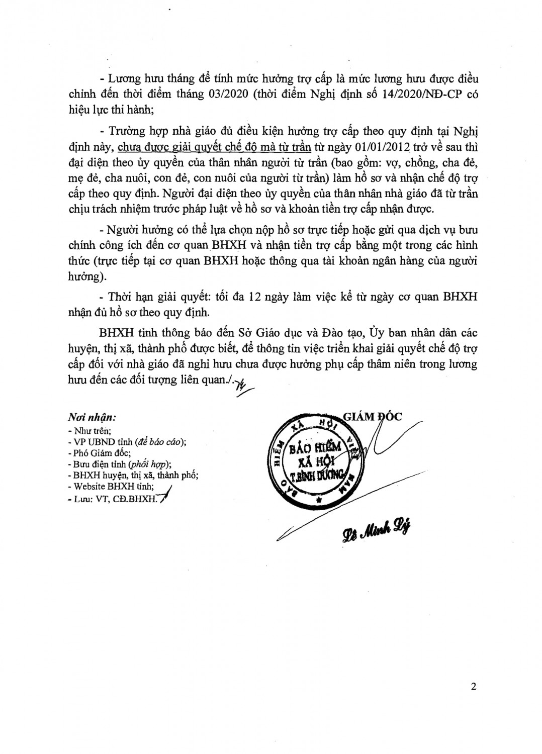 Van ban cua BHXH Tinh che do cua nguoi nghi huu 2