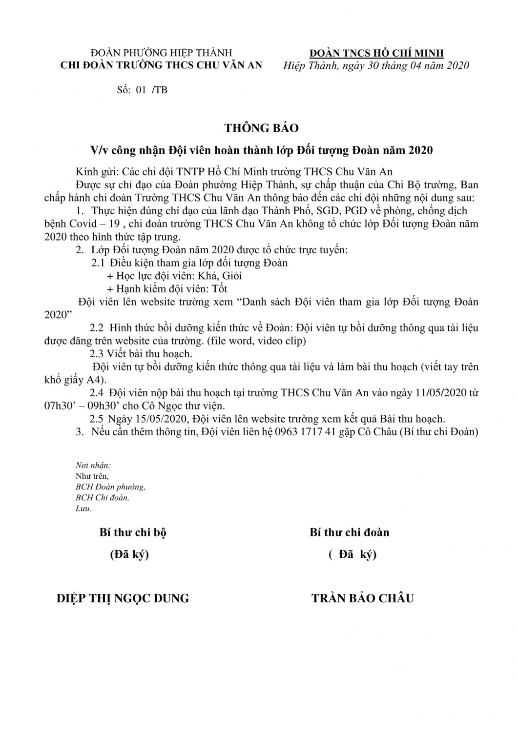 Thong bao cong nhan Doi vien 1