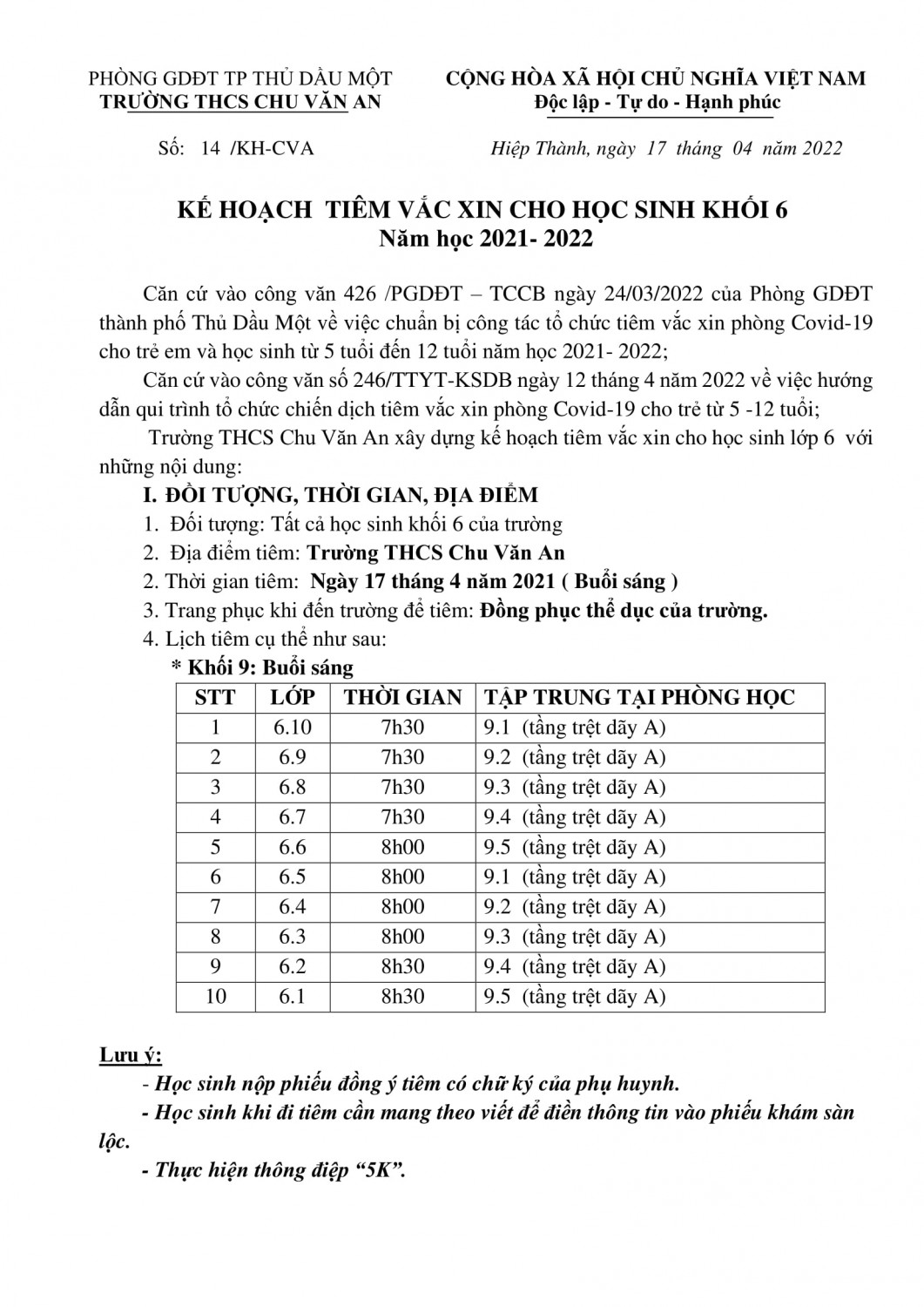 KH tiem K6 1