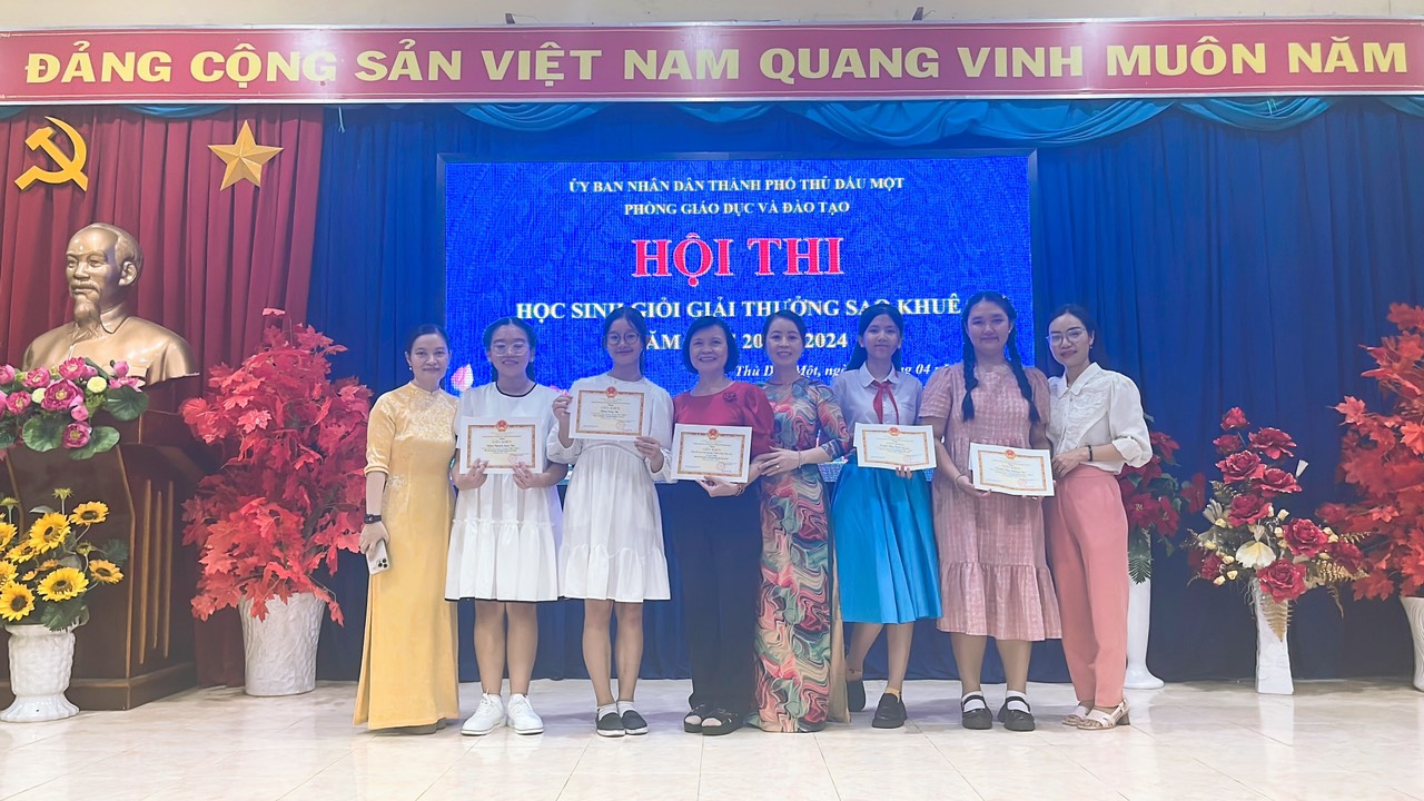 Trường THCS Chu Văn An, thành phố Thủ Dầu Một, tỉnh Bình Dương đạt kết quả cao Hội thi Olympic Toán giải thưởng Lương Thế Vinh và Hội thi Olympic Văn Sao Khuê cấp Thành phố năm học 2023 – 2024